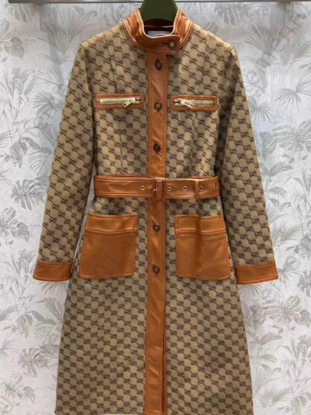 INSPo Leather Trim Monogram Long Jkt✨🔥🔥🔥 - Picture 3 of 10